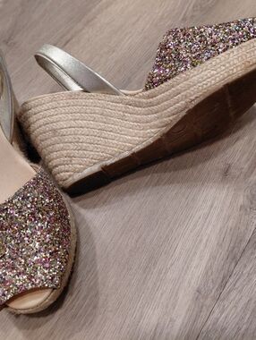 Women's Glitter Ria Menora Espadrille Wedge Sandals - Gold Multi